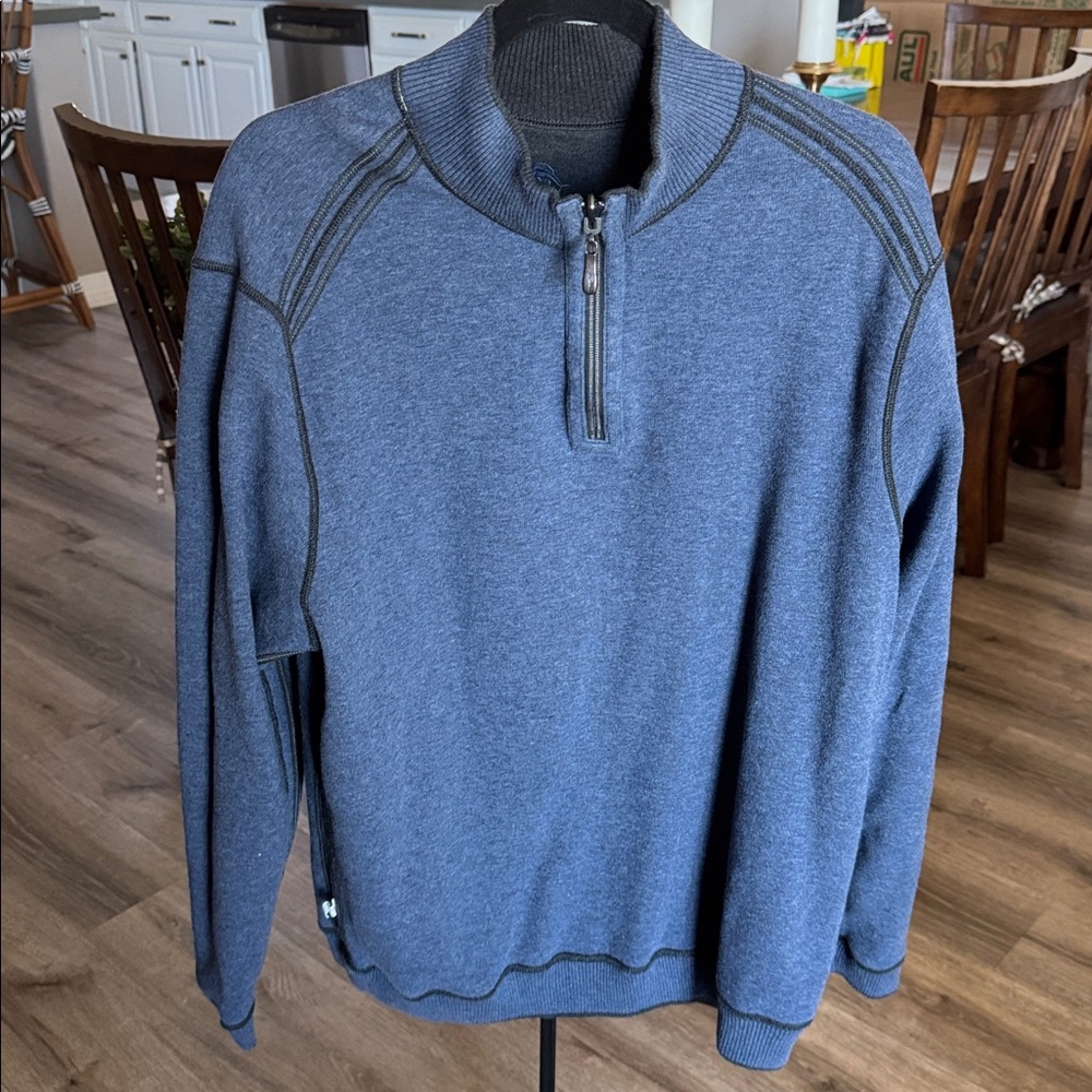 Men's Navy/Charcoal Gray Half-Zip Tommy Bahama Sweater reversible men’s large